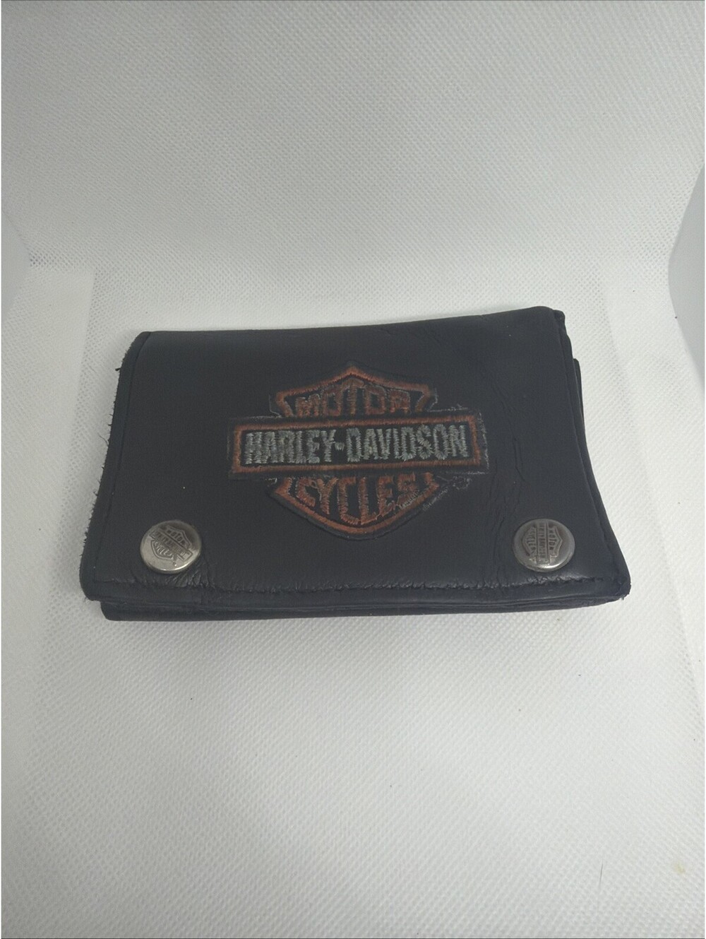 Vintage Harley-Davidson Leather Trifold Wallet – Made in USA – Bar & Shield